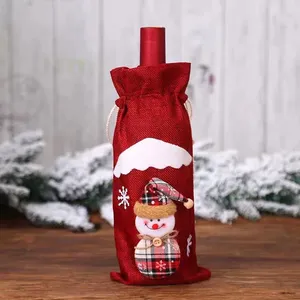 Alte Figur Rotwein flasche Set mit Leinen Wein beutel Weihnachts dekoration Zubehör für Hotels Manufac turing - Product Image 5
