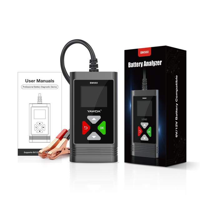 BM560 12V 6V Battery Tester Car Motor Battery System Analyzer 100-2000CCA 2-220AH Charging Cranking Test Tools for Car PK KW650