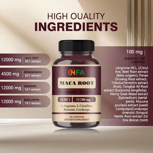 Complejo de raíz de maca de alta calidad con fórmula de Ashwagandha y fenogreco para soporte energético de vitalidad masculina 150 cápsulas dietéticas - Product Image 6