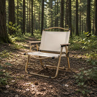 Chaise de camping de haute qualité en aluminium pliable avec accoudoirs en bois et tissu Oxford 600D, chaise de camping en aluminium pour l'extérieur