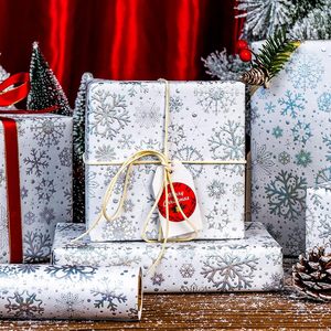 Silver Glitter Snowflake Wrapping <b>Paper</b> <b>Roll</b> 17 Inch X 33 Feet Gift Craft Recyclable - Product Image 5