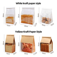 En stock, sac en papier kraft écologique blanc pour boulangerie, pain, biscuits, emballage de sandwich, emballage de pain avec fenêtre