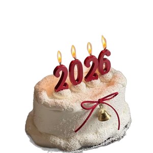 Honey And Sweetness 2026 Digital <b>Candle</b> Cake Plugin <b>Red</b> New Year Spring Festival Decoration - Product Image 5