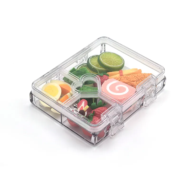 Nouveau design récipient alimentaire en plastique Bento boîte à lunch transparent en forme de coeur avec compartiment boîte à lunch pour enfants