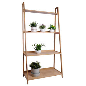 Étagère en bambou à quatre niveaux pour la décoration de balcon intérieur et de salon, idéale pour l'exposition de plantes pothos. - Product Image 2