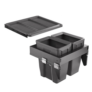 Pattumiera <span class=keywords><strong>Estraibile</strong></span> da <span class=keywords><strong>Cucina</strong></span> Sotto Lavello Doppio Contenitore in Acciaio con Montaggio Superiore e Laterale con Anta - Product Image 6