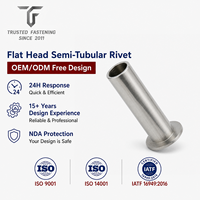 Rivets semi-tubulaires à tête plate personnalisés TianFang pour la production de glissières de tiroirs-caisses, finition passivée en acier inoxydable, approvisionnement en vrac
