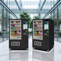 Distributeur automatique de boissons et de snacks noir sur mesure, refroidissement par air, gestion cloud directe