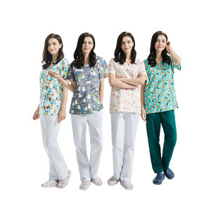 2025 numérique imprimé à manches courtes hôpital infirmières chemise médicale ensembles de gommages femmes imprimé gommages ensembles de gommage d'allaitement - Product Image 6