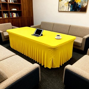 Faldón para Mesa de 30*72 Pulgadas, Mantel Elástico Negro con Faldón para Fiestas y Bodas - Product Image 4