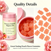 SYC BIO Gommes Probiotiques Femme à l'Orme Rouge – Flore Saine, Soutien Quotidien au Bien-être – 60 Unités, Saveur Pêche – Marque Privée OEM ODM