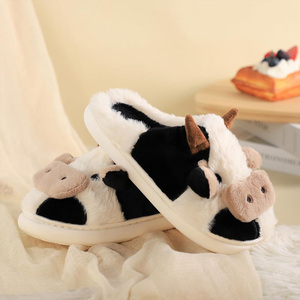Pantofole animali mucca per le donne sfocate scarpe Kawaii <span class=keywords><strong>Super</strong></span> caldo soffice suola antiscivolo leggero cartone animato mucca pantofole - Product Image 4