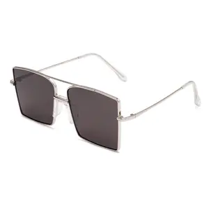 2021 2024 Trendy Candy Color Lens Sun Glasses Metal Grande Personalidade Quadrada Mulheres Big Frame Sunglasses