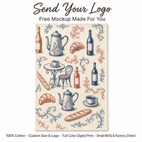 Serviette de cuisine en coton 100% personnalisée avec impression numérique, service de conception sur mesure, serviette de cuisine fabriquée directement en usine