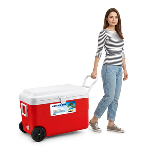Glacière à roulettes non électrique 60L, isotherme, pour pique-nique et transport de boissons, maintien de la glace pendant 15 jours - Product Image 1