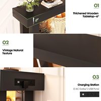 Console d'entrée noire de 47 pouces avec lumière à détecteur de mouvement et prise USB