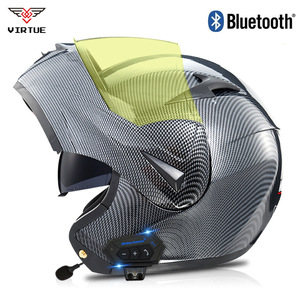 <span class=keywords><strong>Casco</strong></span> de motocicleta abatible modular mejorado aprobado por VIRTUE ECE-Patrón de fibra de carbono falso, auriculares <span class=keywords><strong>Bluetooth</strong></span> integrados - Product Image 6