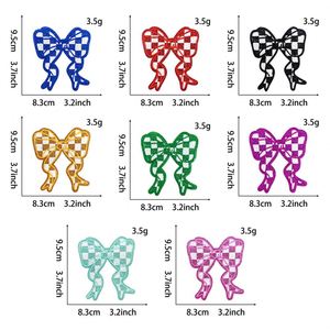 Patch thermocollant brodé à motif damier avec bord pailleté et nœud en ruban, lumineux, pour la décoration de chapeaux et de sweats à capuche - Product Image 2