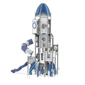 Tobogán <span class=keywords><strong>de</strong></span> Jardín <span class=keywords><strong>de</strong></span> Infancia <span class=keywords><strong>de</strong></span> Doble Capa Estilo Cohete, Paneles Compactos HPL Grandes, Juego <span class=keywords><strong>de</strong></span> Toboganes y Túneles para Niños - Product Image 2