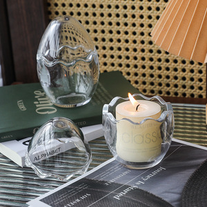 Forma de huevo Lindas velas de soja Perfumadas Lujo Etiqueta privada Portavelas Buding Glass Candle Cup - Product Image 3