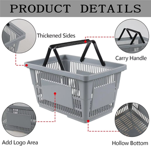 Cesta de Compras de Plástico Azul de Alta Calidad de 28L, Cesta de Compras Plegable de 20L con Asas - Product Image 5