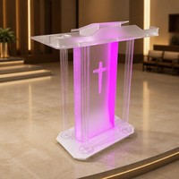 Pupitre de conférence moderne en acrylique, pliable, multifonctionnel, écologique et durable pour écoles, supermarchés, hôtels, églises