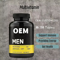 Compléments multivitaminés quotidiens OEM/personnalisés pour hommes, offrant de l'énergie, soutenant le système immunitaire, vitamines C et zinc, 90/150/240 unités