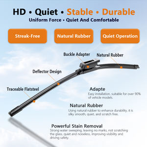 Balais <span class=keywords><strong>d</strong></span>'<span class=keywords><strong>essuie</strong></span>-<span class=keywords><strong>glace</strong></span> sans cadre de haute qualité, directement de l'usine, 4 adaptateurs, ajustement universel, robustes et durables, emballage personnalisé, prix avantageux en gros - Product Image 1