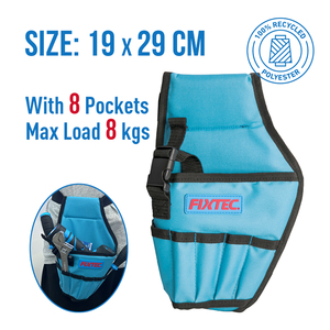 FIXTEC OEM Electrician <b>Tool</b> Waist Small Carrier <b>Bag</b> 600D Polyester With 7 Pockets Waterproof & Adjustable Strap FHTB101 - Product Image 2