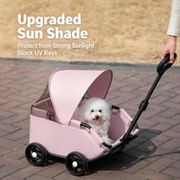 Poussette pliable légère pour animaux de compagnie de taille moyenne et petite, chariot de transport manuel pour chiens et chats pour le camping en plein air
