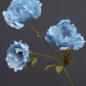 ดอกไม้ปลอมดอกโบตั๋นสีฟ้ากันฝุ่นสำหรับตกแต่งชั้นวางของในร่มช่อดอกไม้กุหลาบสีฟ้ากันน้ำตกแต่งงานกลางแจ้ง - Product Image 6