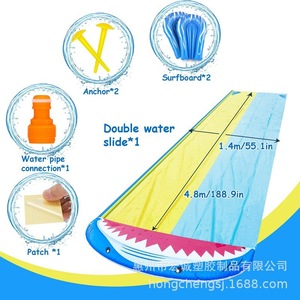 Inflatable Water Slide PVC Outdoor Kids Play Shark Design 10ft Long Slip And Slide Fun For Garden Backyard Summer Party - Product Image 4