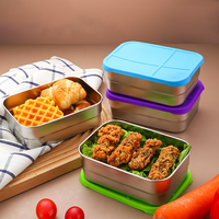 Eversoul 300ml, boîte à lunch portable en acier inoxydable 304 à 2 compartiments, avec couvercle en silicone anti-fuite