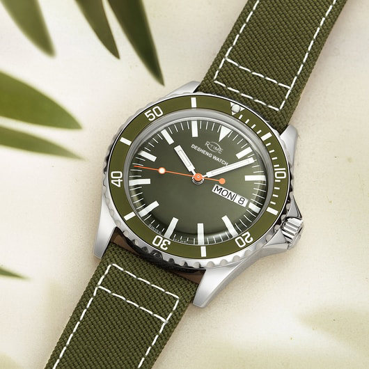 Stainless Steel Ceramic Bezel Water Resistant Dive Watch Men Nylon Strap Sport Watch