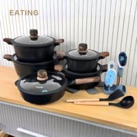 Ensemble de casseroles et poêles de luxe en aluminium moulé sous pression, 21 pièces, revêtement antiadhésif en granit, fond à induction de 5,5 mm pour tous les types de cuisinières