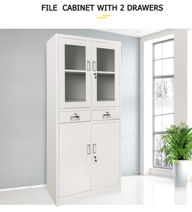 Usine de Foshan Offre Spéciale bureau d'hôpital utiliser le verre vers le <span class=keywords><strong>bas</strong></span> <span class=keywords><strong>porte</strong></span> en métal armoire en acier avec deux tiroirs du milieu - Product Image 6