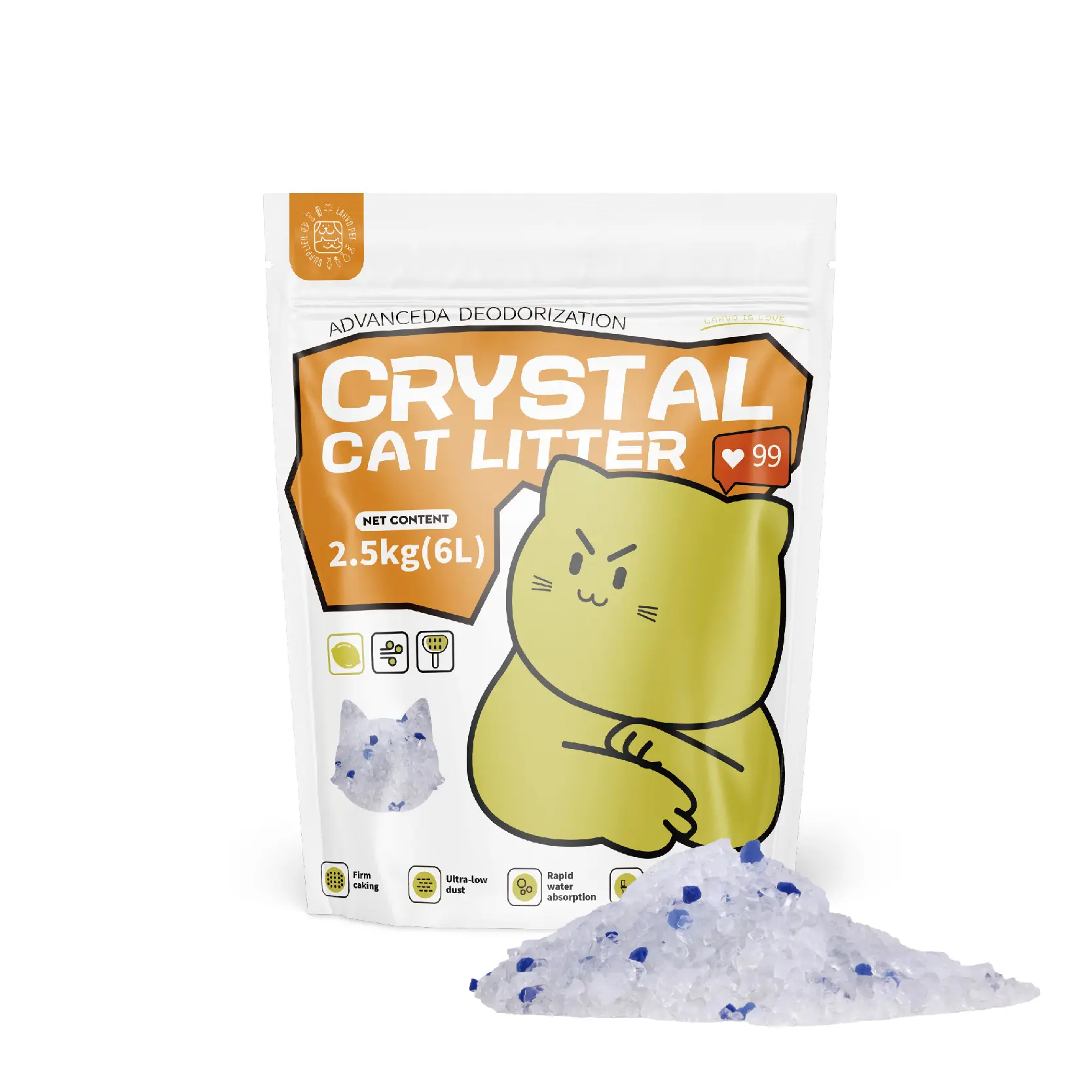 Gel de sílice arena para gatos cristal OEM silicona azul Tofu arena a granel cristal arena para gatos OEM