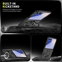 Coque de téléphone antichoc robuste en PC et TPU avec anneau magnétique, support et protection d'écran, compatible avec le support de voiture à ventouse pour Z Flip 6 7 8