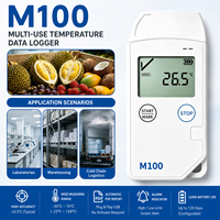 Registrador de Datos de Temperatura USB LCD M100 Directo de Fábrica, Informe PDF, -30~70, IP67, ODM/OEM, Logotipo Personalizado para Logística de Cadena de Frío