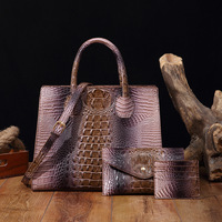 Sac à main rétro pour femme, sac à bandoulière pour mère et enfant, motif crocodile coloré, fermeture éclair, sac à bandoulière en PU pour femme