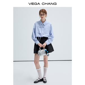 Vega chang mùa thu mới skinny-tìm kiếm đi lại hàng đầu trong màu xanh và trắng sọc dài tay áo - Product Image 2