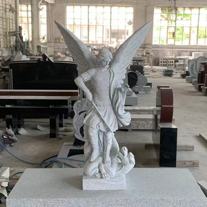 Traditional Classical Saint Michael Statue 48" Tall All Sanded Color Gray Granite <b>Memorial</b> Outdoor - Product Image 5