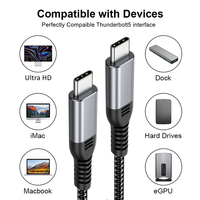 Nouvel Arrivage USB-IF Certifié 1m 2m Nylon Tressé USB4 Gen4 Câbles 80Gbps 240W 16K USB 4 Câble de Données Compatible avec Thunderbolt 5