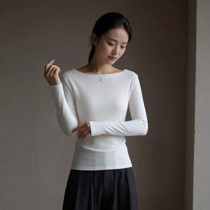 Maglietta a Maniche Lunghe Aderente da <span class=keywords><strong>Donna</strong></span> in Tessuto Modal, Traspirante, Ideale come Strato Base per Autunno e Inverno - Product Image 2