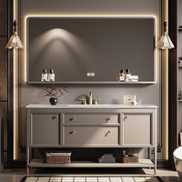 Meuble-lavabo de salle de bain sur pied de style européen haut de gamme avec lavabo, production personnalisable disponible.