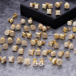 Boucles d'<span class=keywords><strong>oreilles</strong></span> tendance en argent 925 style hip-hop, avec diamants Moissanite VVS, à visser, pour hommes et femmes, vente en gros, offre spéciale - Product Image 1