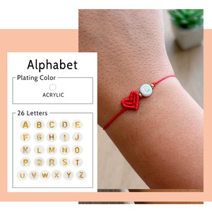 Go2boho Có Thể Điều Chỉnh Màu Đỏ Chuỗi Vòng Đeo Tay Với Macrame Trái Tim & Ban Đầu Thư Bead, Cá Nhân May Mắn Tình Bạn Đồ Trang Sức - Product Image 1