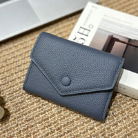 Dompet Kulit Sapi Asli Grosir BESTELLA untuk Wanita - Dompet Kartu Pendek, Kantong Koin, Kancing, Anti-RFID, Logo Custom