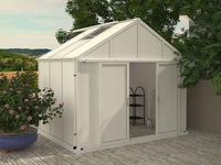 Abri de jardin en métal gris très demandé, extensible, en tôle, pour rangement d'outils, avec garantie d'usine de 5 ans