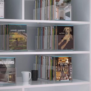 Tùy chỉnh Acrylic <span class=keywords><strong>CD</strong></span> tổ chức trong suốt DVD đứng hộp với xử lý, Stackable lưu trữ container Kệ tổ chức - Product Image 5